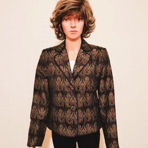 Vintage Liz Claiborne Brown Paisley Lined Blazer with Shoulder Pads Size 6 NWOT